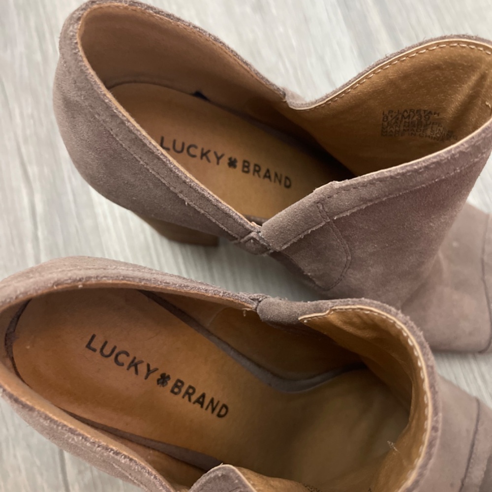 Lucky Brand Tan Open Toe Bootie Heels / Shoes Size 8.5 - Picture 5 of 6
